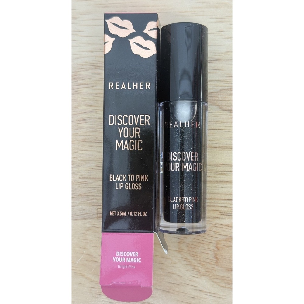 REALHER Discover Your Magic~Black To Pink Lip Gloss~ Sealed 0.12 Fl Oz ~ NEW